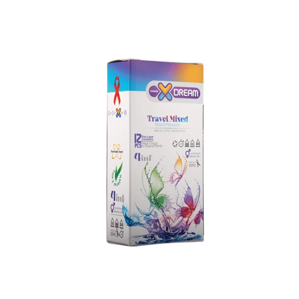 کاندوم ایکسدریم مدل تراول میکس بسته ۱۲ عددی
